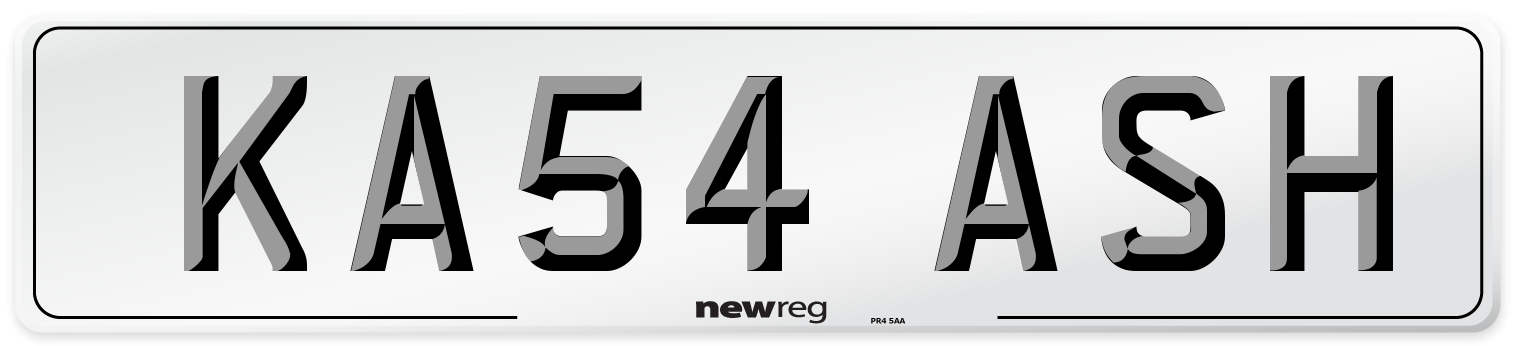 KA54 ASH Number Plate from New Reg